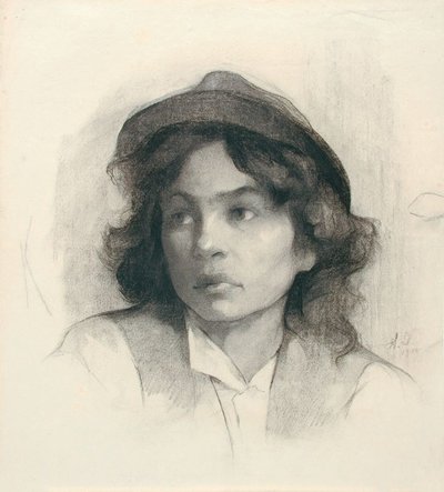 Portrait of a Girl with a Hat by Henrika Santel